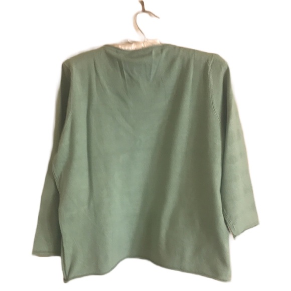 Charter Club Green Long Sleeve Casual Top with Cream Camisole Lining (L) - Picture 3 of 3